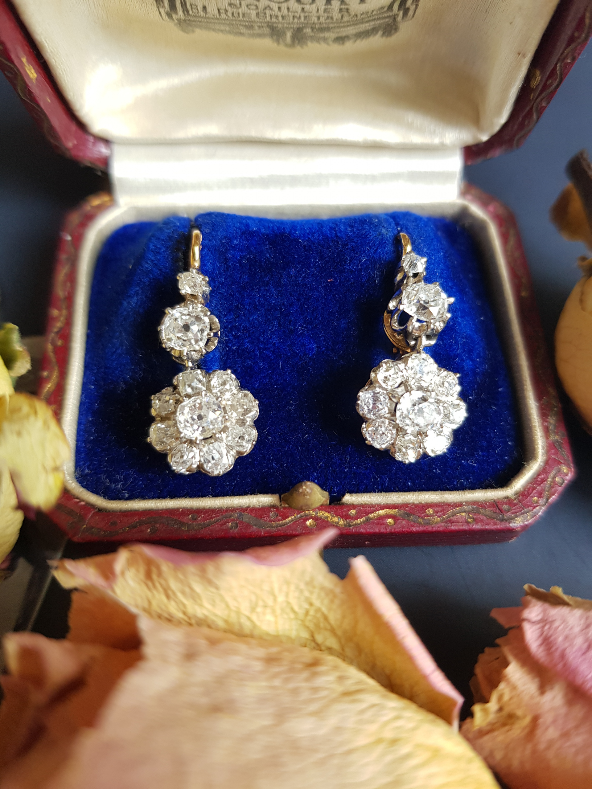 Boucle d'oreille diamants taille ancienne